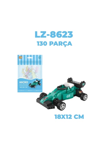 Loz Micro Block 2'li Yarış Seti Araba Motor 2 Farklı Model Dekoratif Oyuncak Yapım Seti Yapı Blok Seti