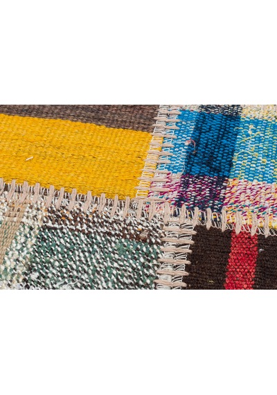 Çok Renkli El Dokuma Anadolu Kilim Patchwork Paspas