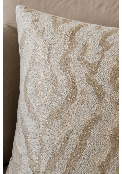 Fuly Consept Ekru Ve Gold Dokulu 2 Li Kırlent Kılıfı 43x43 Ve Runner 30x120 Set