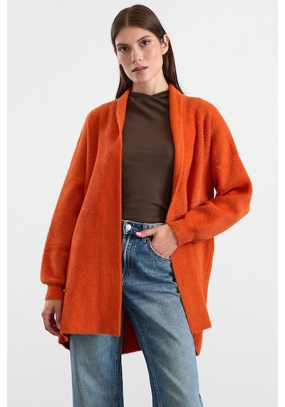 Olcay Salaş Soft Kumaş Triko Hırka Oranj 8299