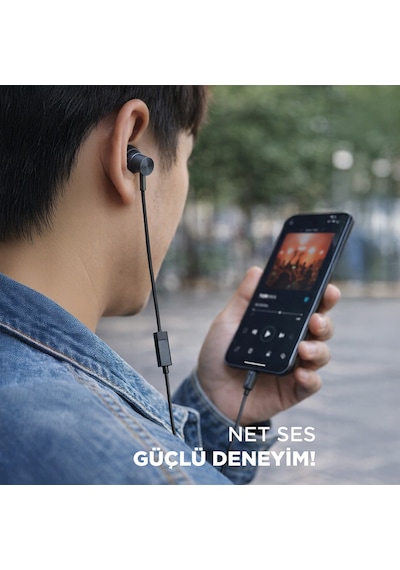 Tecno Phantom X2 İle Uyumlu Type-c Stereo Kulaklık 1.2 Metre Manyetik Kablolu Silikonsuz Kulaklık 0