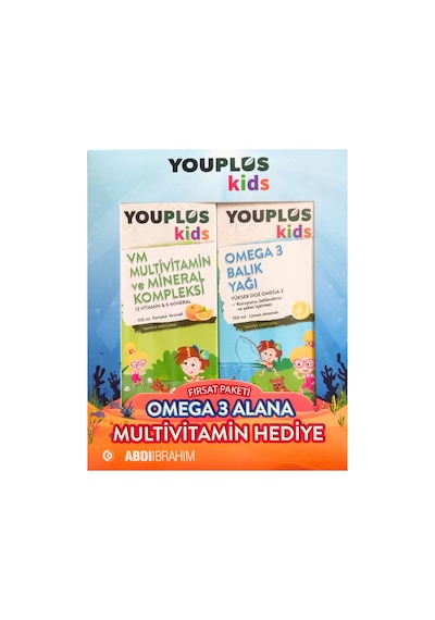 Youplus Kids Omega 3 Balık Yağı 150 Ml + Kids Vm 150 Ml Kofre