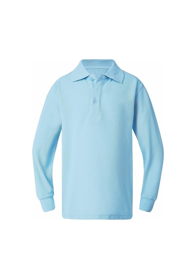 Kidsmadamiko Erkek Çocuk Uzun Kollu T-shirt Polo Yaka Pamuklu Bedenler Açık Mavi