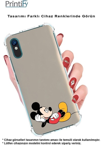 Samsung Galaxy M15 İle Uyumlu Mickey Mouse 7 Baskılı Şeffaf Köşe Korumalı Antişok Kılıf