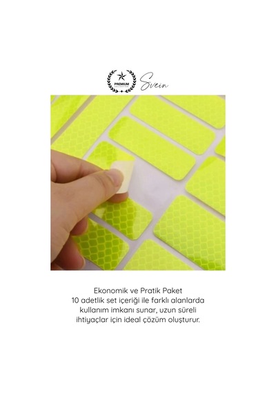 Reflektör Reflektör Honeycomb Reflektif Güvenlik Bandı Altıgen Petek Dokulu 10 Adet Sticker Seti Ya