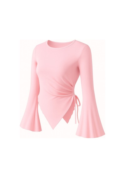 Wild Flower Açık Pembe Yuvarlak Yaka Drape Detaylı İspanyol Kol Tesettür Uyumlu Üst Bluz Pembe Wild Flower Açık Pembe Yuvarlak Yaka Drape Detaylı İspanyol Kol Tesettür Uyumlu Üst Bluz Pembe