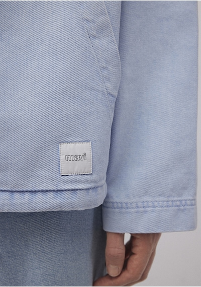 Mavi - Yarı Fermuarlı Mavi Denim Gömlek 0211256-88654 Mavi
