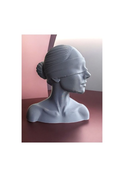 Gözü Bağlı Kadın Büstü Heykel 17 Cm - 3d Yazıcı Baskı Dekoratif Biblo