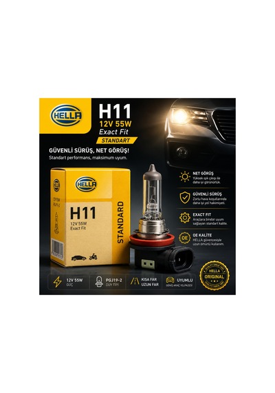 H11 12v 55w Araç Sis Farı Ampulü Ece Onaylı Tek Adet