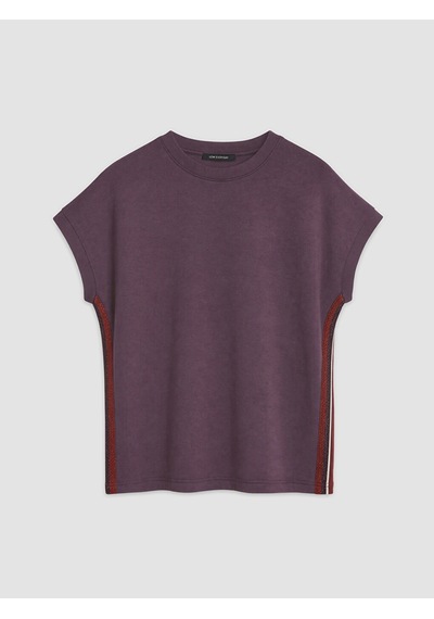 Lcw Everyday Mürdüm Şerit Detaylı Soft Touch Oversize Kadın Tişört