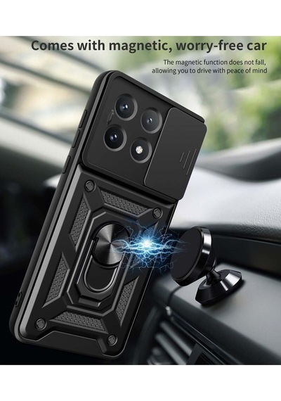 Tr Constraın Xiaomi Poco X6 Pro İle Uyumlu Kaze Tora Kamera Korumalı Sürgülü Yüzüklü Armor Military Tank Kızakl