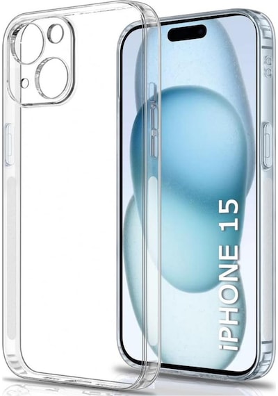 Apple Uyumlu iPhone 15 Kılıf Şeffaf Kamera Korumalı Soket 3D