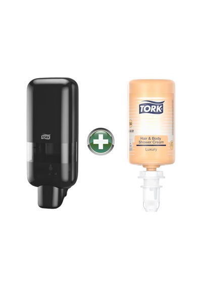 Tork S4 Siyah Sabun Ve Dezenfektan Dispenseri 564508 + 1 L Luxury Sabun 424661 Hediyeli