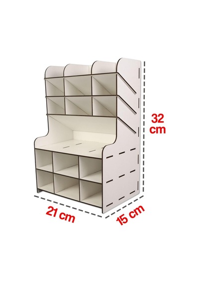 Kututr 9+9 Bölme Masaüstü Kalemlik Organizer Beyaz Demonte Genel