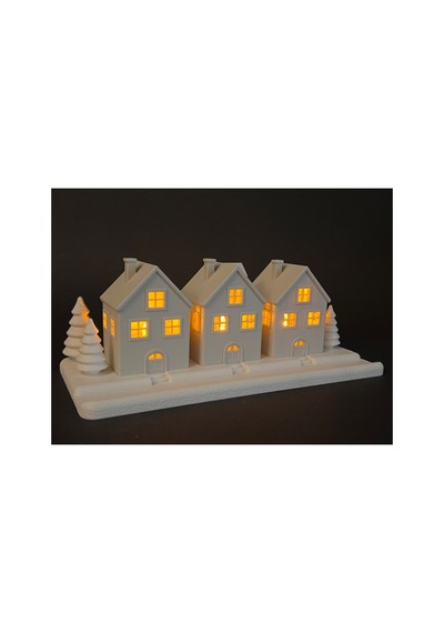 Yılbaşı Christmas Led Işıklı 3'lü Ev Dekorasyon Kış Manzaralı Ledli Kış Evleri Led Mumlar Hediye