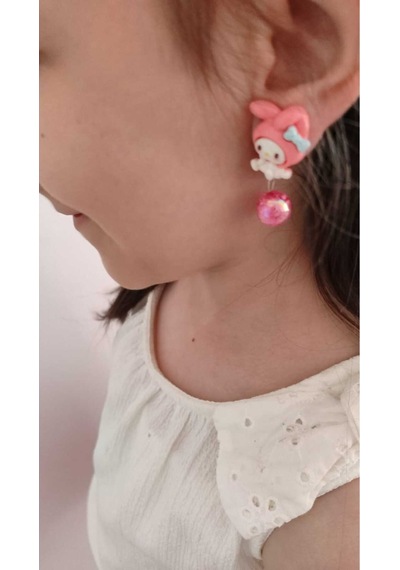 My Melody Figürlü Pembe Çocuk Küpesi Sevimli Sallantılı Boncuklu Model2 Çok Renkli