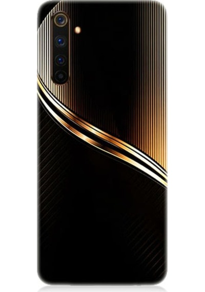 Realme 6 Pro Uyumlu Altın Şerit Desenli Silikon Kılıf