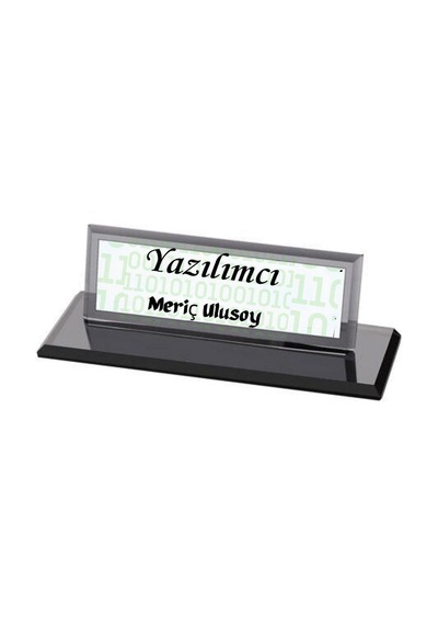 Yazılımcılara Özel Tasarımlı Kristal Masa İsimliği