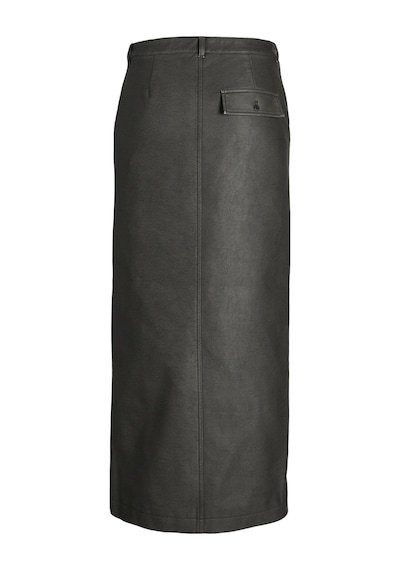 Jack & Jones Kadin Deri Görünümlü Maxi Boy Yirtmaçli Etek - Maddy - 12262132 Black