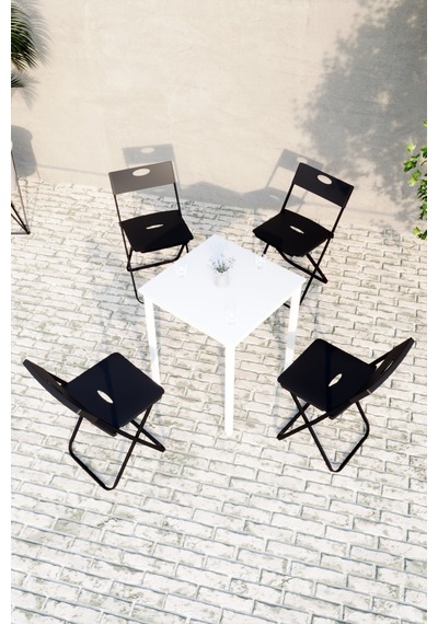 Balkon Bahçe Mutfak 5'li Bistro Set Masa Sandalye Takımı Beyaz - Beyaz