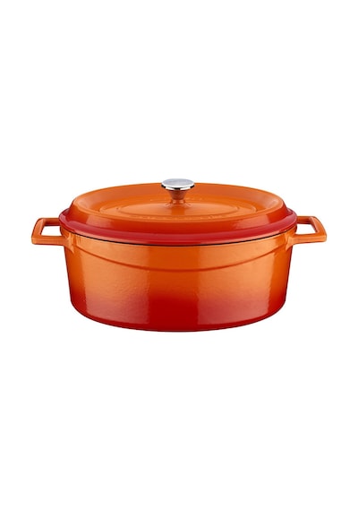 Lava Döküm Oval Tencere 21x27cm. Trendy Serisi Ölçü - Turuncu Turuncu