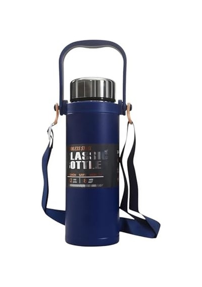 Paslanmaz Çelik 800ml Omuz Askılı El Tutacaklı Süzgeçli Termos Mug - Al5025 Siyah Diğer