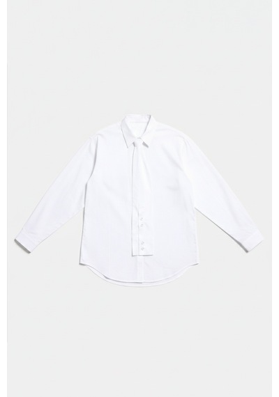 Itsbasic Kadın Beyaz Oversize Kravat Detaylı Özel Tasarım Bol Kesim Gömlek