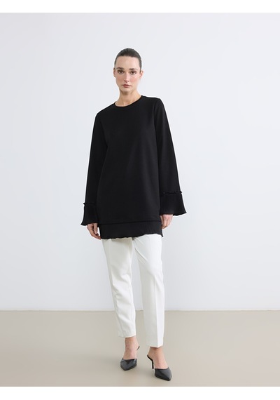 Lcwaıkıkı Classic Siyah Bisiklet Yaka Soft Touch Kadın Tunik