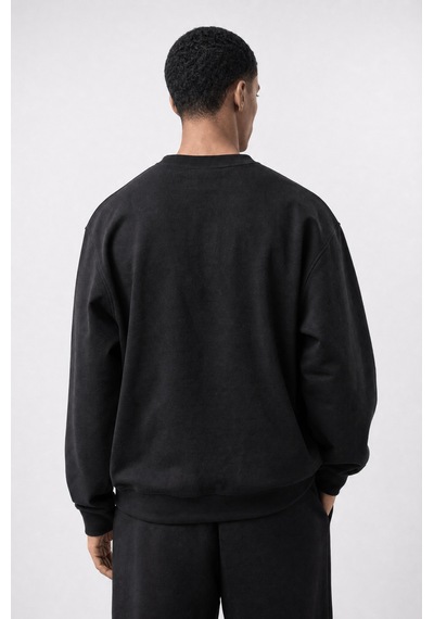Erkek Respire Basic Oversize Sweatshirt Siyah