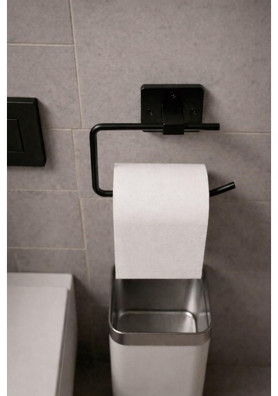 Kare Yapışkanlı Açık Tuvalet Kağıtlığı Wc Kağıtlık Tutucu Siyah Ks-001 Diğer