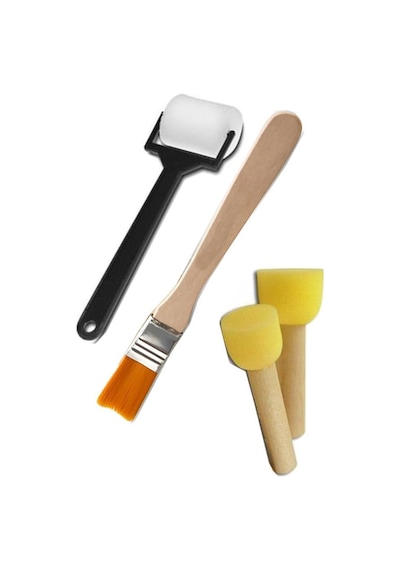 Bebek El Ayak İzi Tuval Boyama Seti 25x35 Cm 1 Paket Parmak Boyası Zemin Fırça Rulo Fırça Ponpon Fırça Hatıra Seti