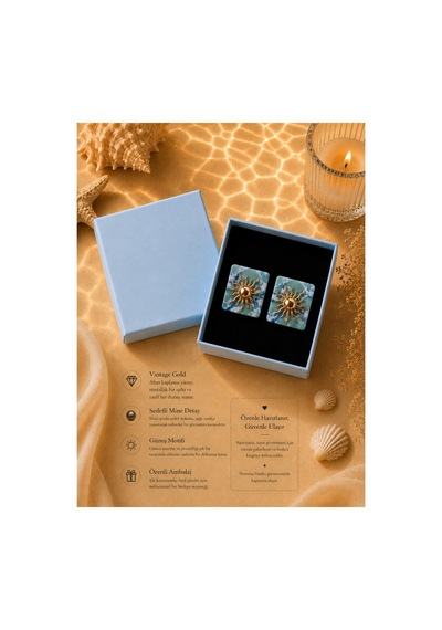 Riviera Collection Soleil Gold Detaylı Marble Küpe Altın Altın