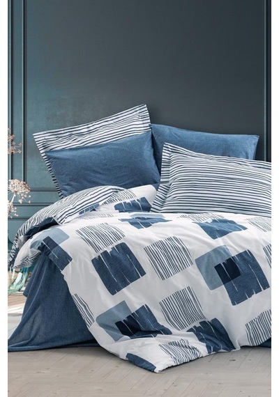 Cotton Box Modern Tek Kişilik Nevresim Takımı Solito Indigo