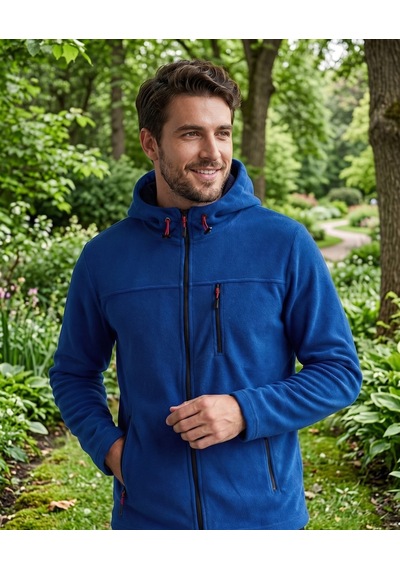 Luxıc Core Mavi Kapüşonlu Mavi Polar 3 Cepli Fermuarlı Sıcak Tutan Kışlık Outdoor Hoodie Günlük Stilpro