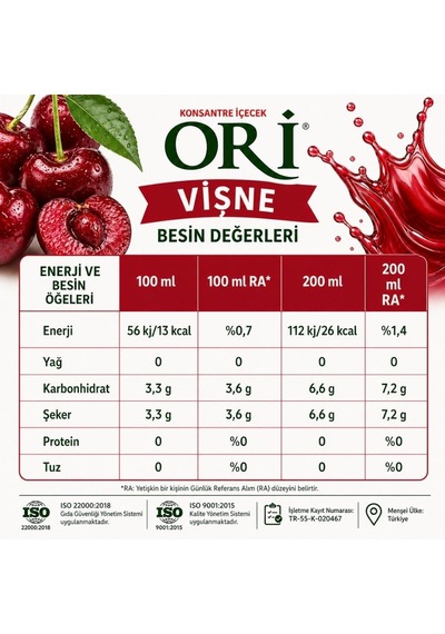 Ori Vişne Aromalı Şerbet Ve Buzlaş Konsantre Şurubu 6 Kg