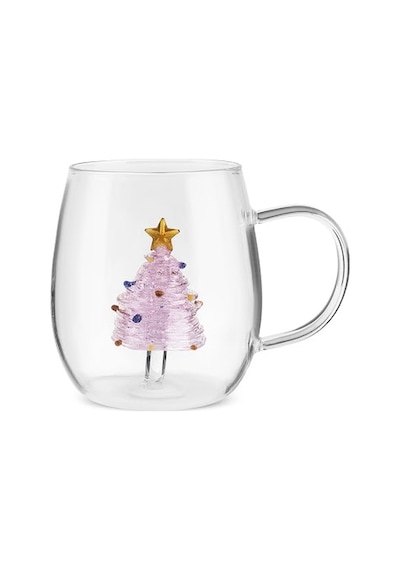 Karaca New Year Yılbaşı Pink Pine Tree Cam Kupa 440 Ml Şeffaf