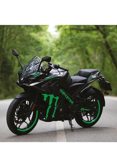 Bajaj Rs200 Monster Tek Renk Yeşil Motosiklet Sticker Etiket Takım Modeli