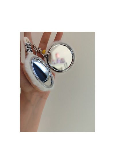 Peluş Çift Taraflı Şık Ayna Ekru Ekru