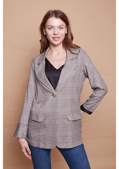 Ekoseli Yakalı Kolu Katlamalı Cep Kapaklı Boyfriend Hafif Likralı Kumaş Blazer Ceket-hardal Ekose Hardal Eks. Ekoseli Yakalı Kolu Katlamalı Cep Kapaklı Boyfriend Hafif Likralı Kumaş Blazer Ceket-hardal Ekose Hardal Eks.