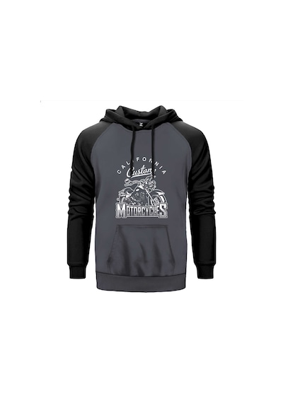 California Custom Motorcycles Gri Renk Reglan Kol Sweatshirt Gri