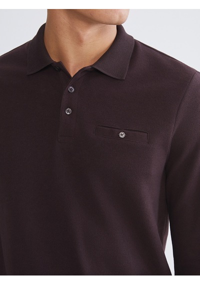 LC Waikiki Lc Waıkıkı Mürdüm Polo Yaka Erkek Sweatshirt