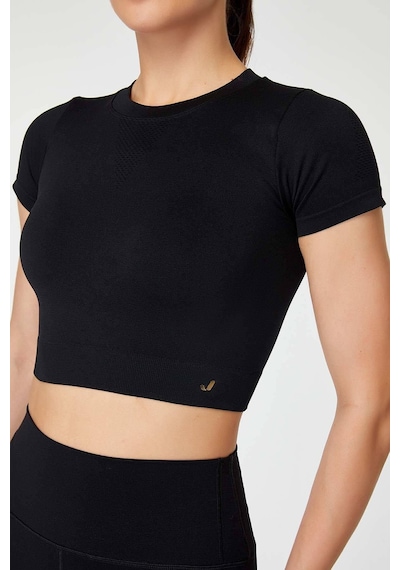 Jerf Captiva Yumuşak Dokulu & Esnek Crop Top Siyah