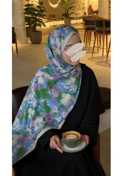 Qalortex Scarf Pamuklu Garden Desen Şal-bebe Mavi