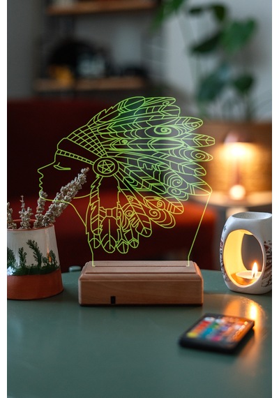 Özel Tasarım Kızılderili 3D Led Lamba