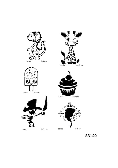 Çocuksu Modeller 6 Adet Stencil Dövme Kalıbı Spreysiz Sadece Şablon