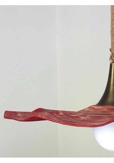 El yapımı kil sarkıt avize 60 cm - Wabi Sabi Terracotta - G9 Led aydınlatma