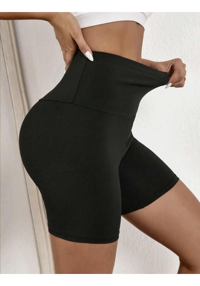 Nyc Giyim Tekstil Kadın Yüksek Bel Spor Şort, Elastan Ve Polyester Karışımı, Yoga, Pilates, Fitness Ve Günlük Kullanım İdeal Siyah