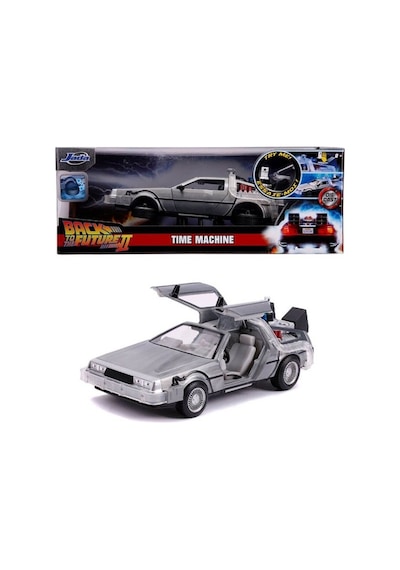 Jada 253255021 Geleceğe Dönüş Zaman Makinesi Metal(Die-cast) Işıklı Time Machine Back to the Future 2. Seri 1:24 Ölçek Açılabilir Kapılar