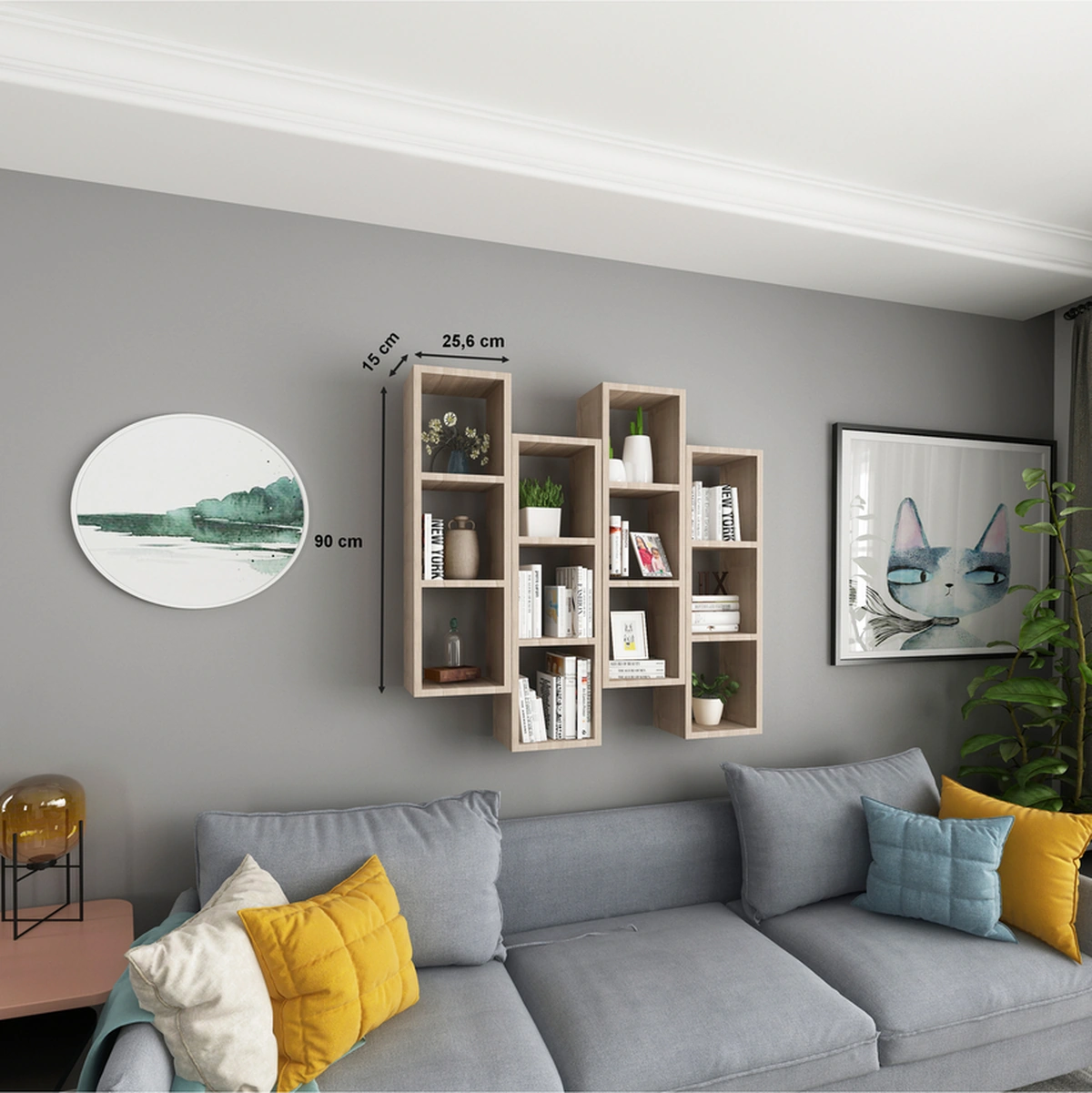 Kitaplık Mobilya Duvar Rafı Salon 4 Lü Takım Cordoba Cordoba