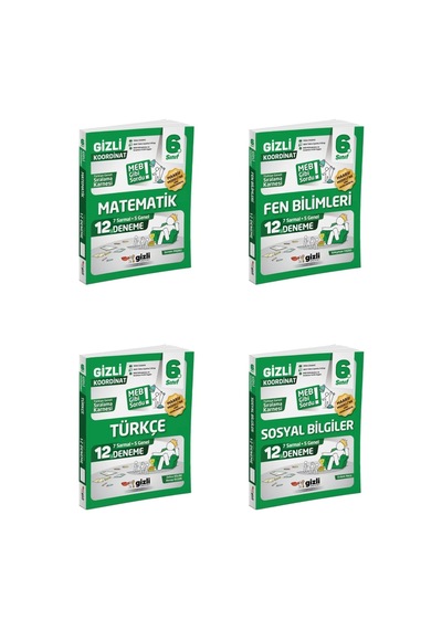 Gizli Yayınları Gizli 2027 6. Sınıf Matematik + Fen + Türkçe + Sosyal Deneme Seti 4 Kitap Maarif Model